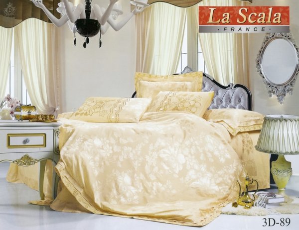 Постельное белье La Scala Жаккард Шелковый с вышивкой 3D-089 160x220