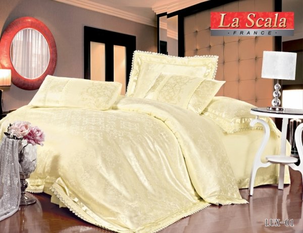 Постільна білизна La Scala Жаккард Шовковий з вишивкою Lux 01 160x220