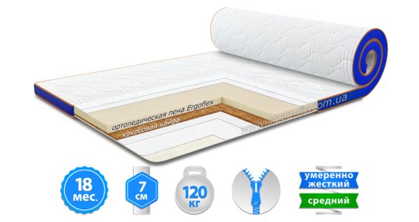 Матрац топер FLEX 2in1 KOKOS / ФЛЕКС 2в1 КОКОС 180х190