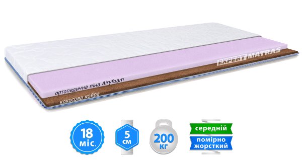 Матрац топер COCOS KOMFORT / КОКОС КОМФОРТ жаккард 90х190