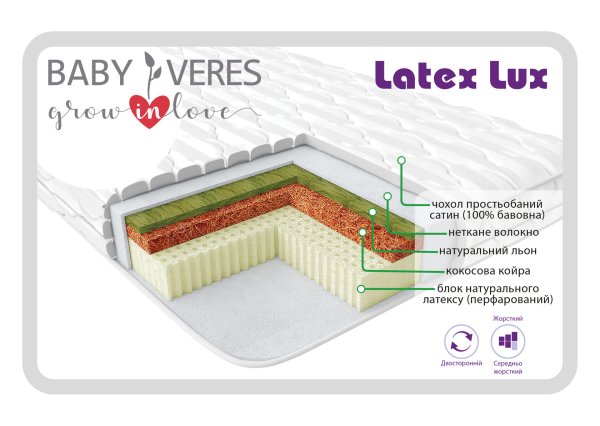Матрац Baby Veres Latex LUX (матрац для новонароджених) 60х120х10 см