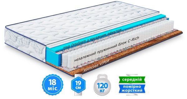 Матрац Largo POCKET COCOS NEW / ПОКЕТ КОКОС НЬЮ 160х190